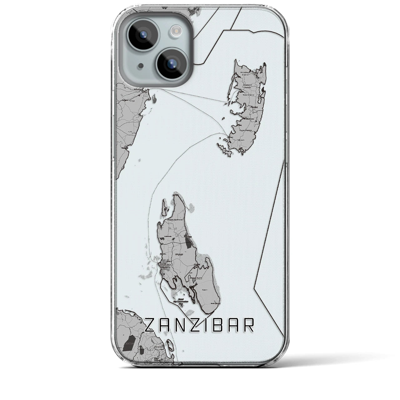 【ザンジバル（タンザニア）】地図柄iPhoneケース（クリアタイプ）