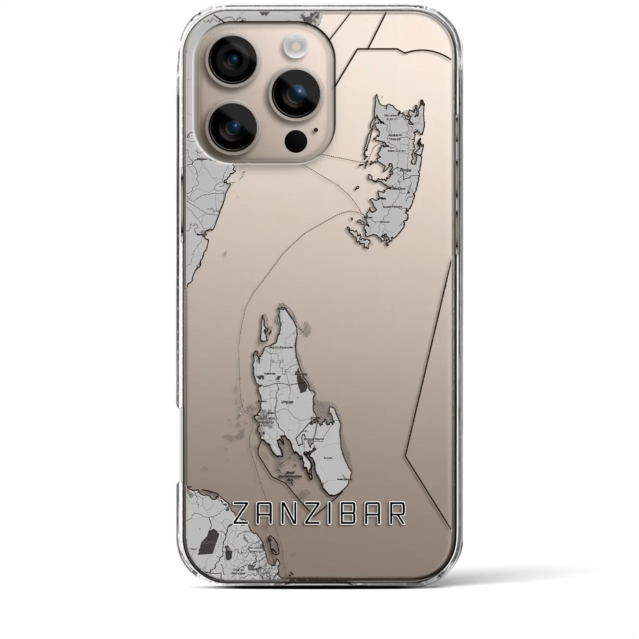 【ザンジバル（タンザニア）】地図柄iPhoneケース（クリアタイプ）