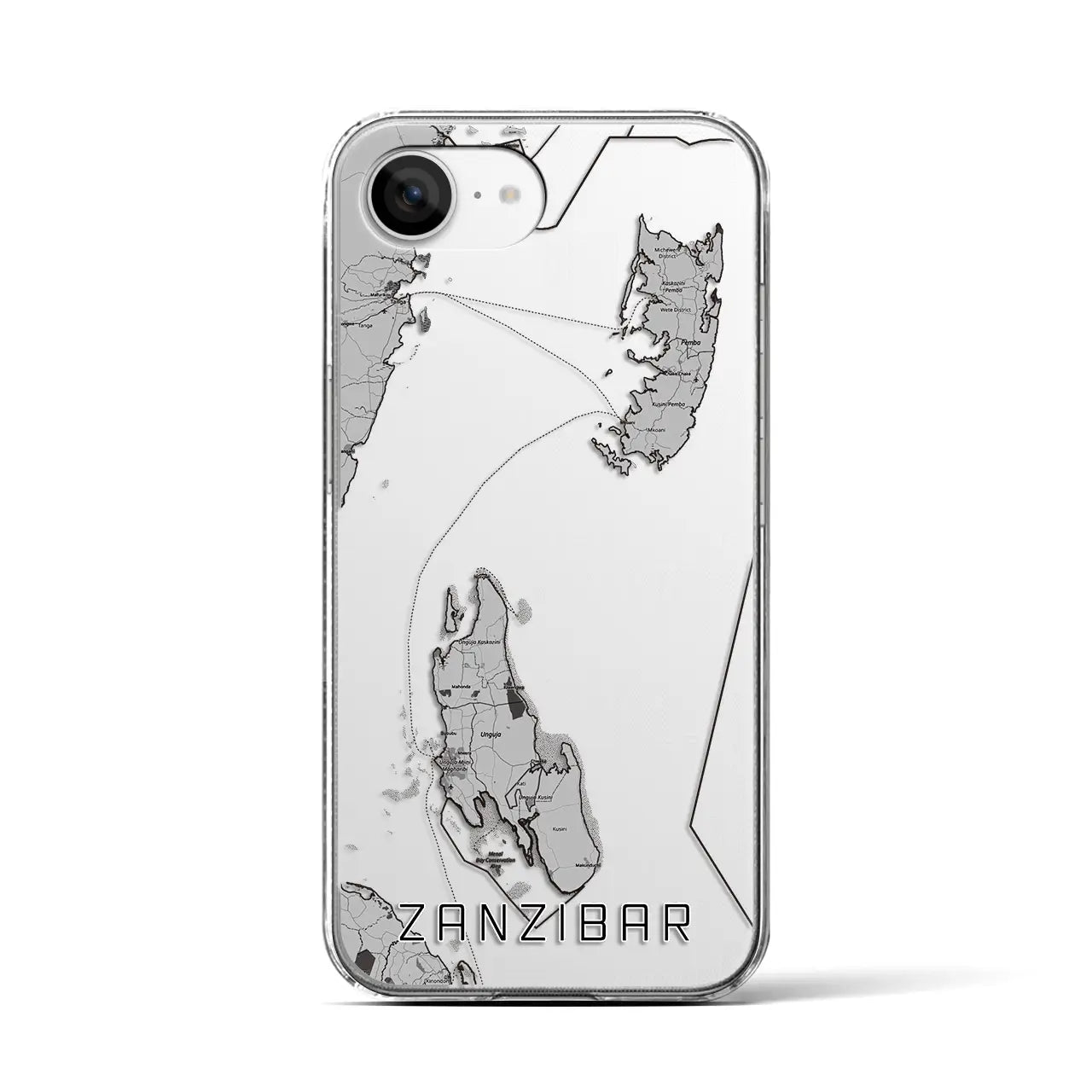 【ザンジバル（タンザニア）】地図柄iPhoneケース（クリアタイプ）