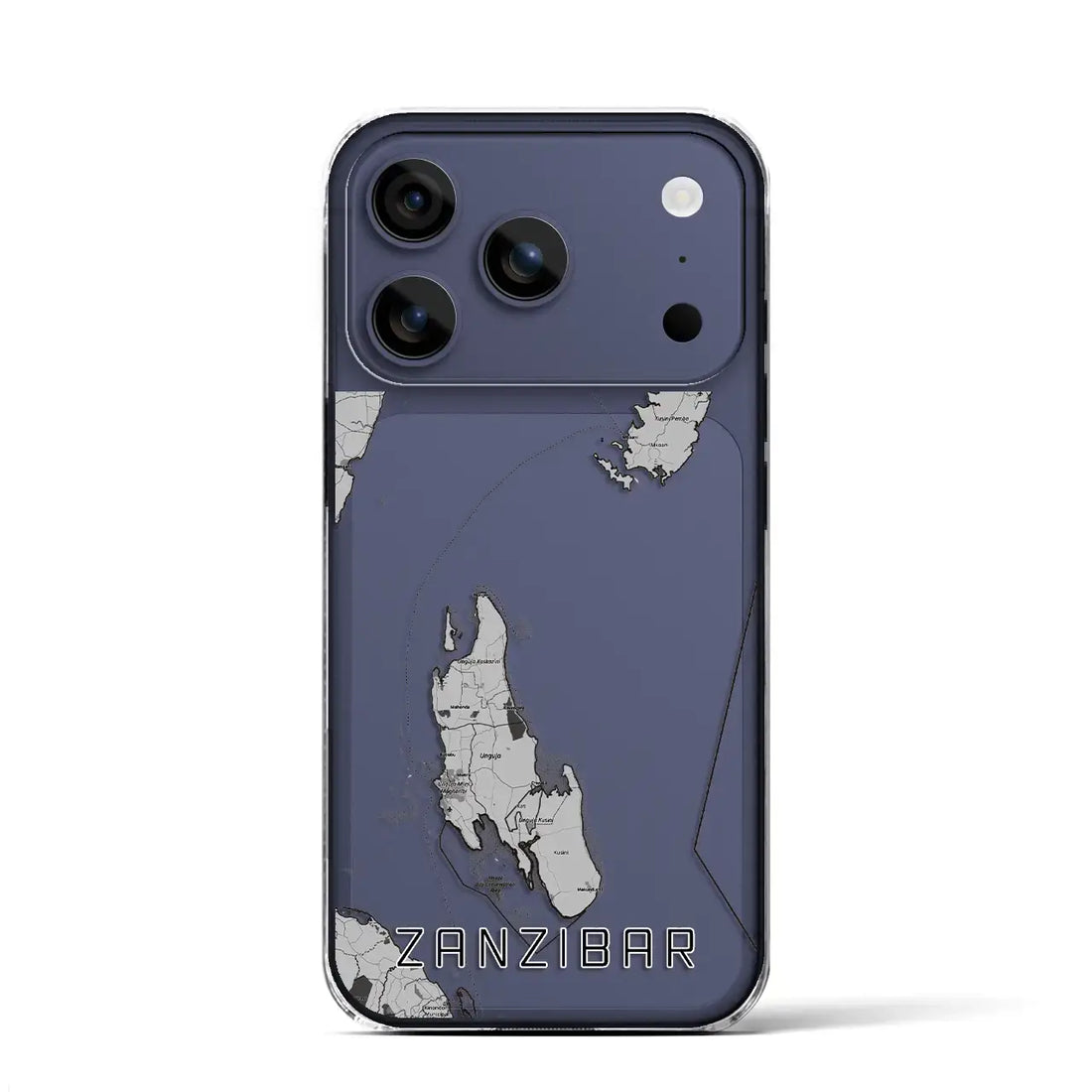【ザンジバル（タンザニア）】地図柄iPhoneケース（クリアタイプ）モノトーン・iPhone 17 Pro Max 用