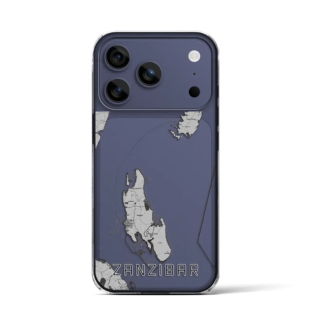 【ザンジバル（タンザニア）】地図柄iPhoneケース（クリアタイプ）モノトーン・iPhone 17 Pro Max 用