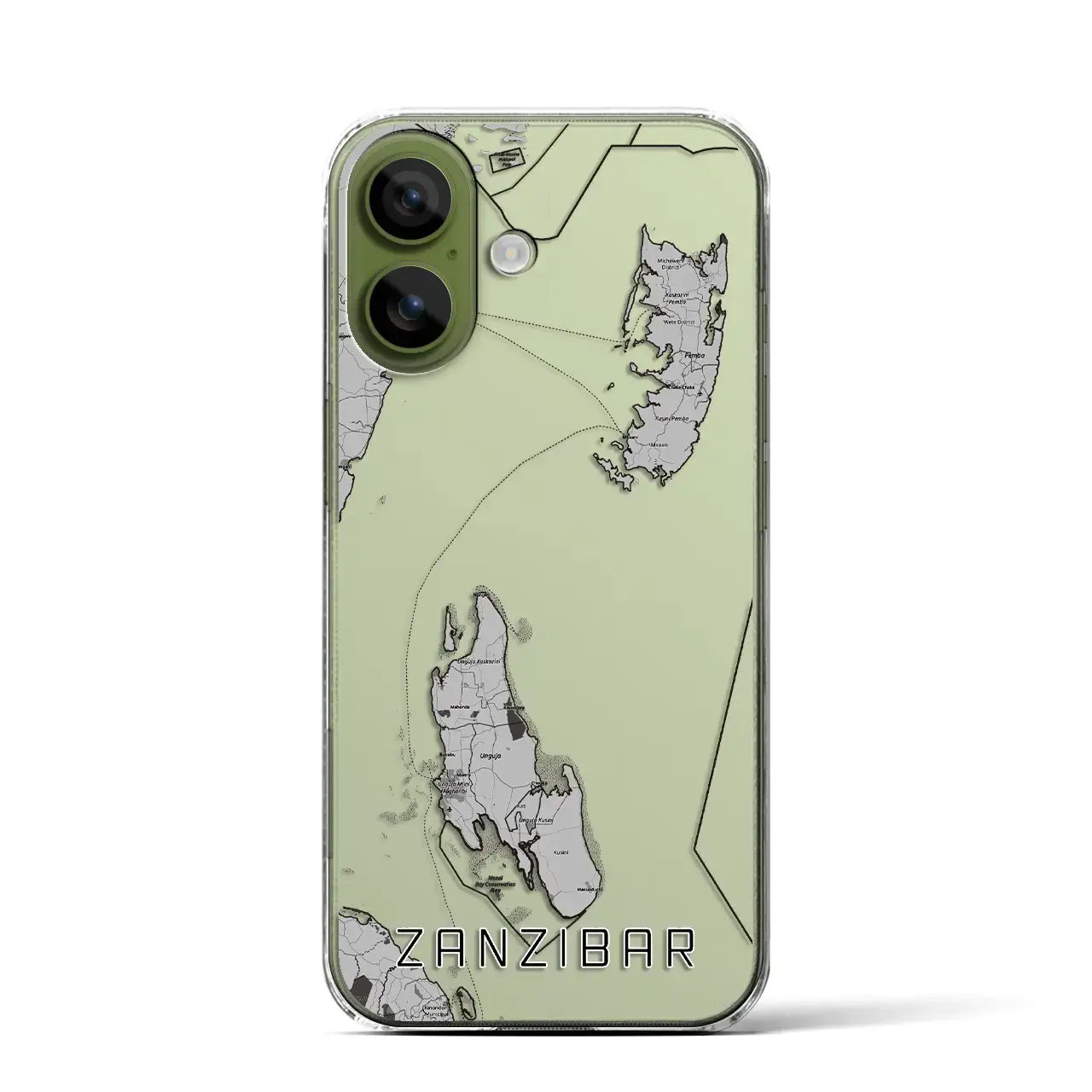 【ザンジバル（タンザニア）】地図柄iPhoneケース（クリアタイプ）