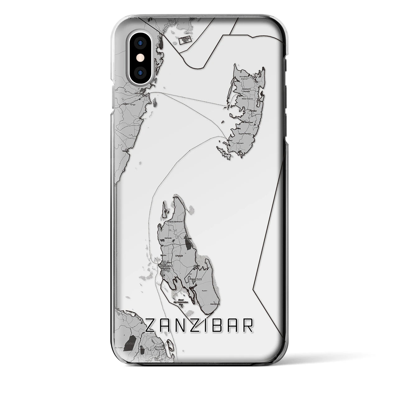 【ザンジバル（タンザニア）】地図柄iPhoneケース（クリアタイプ）