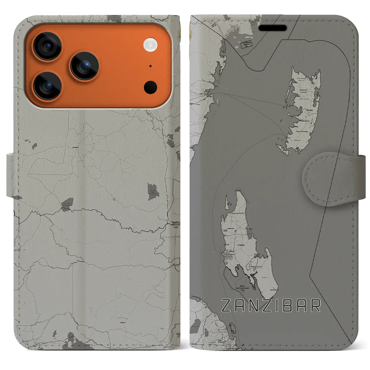 【ザンジバル（タンザニア）】地図柄iPhoneケース（手帳タイプ）