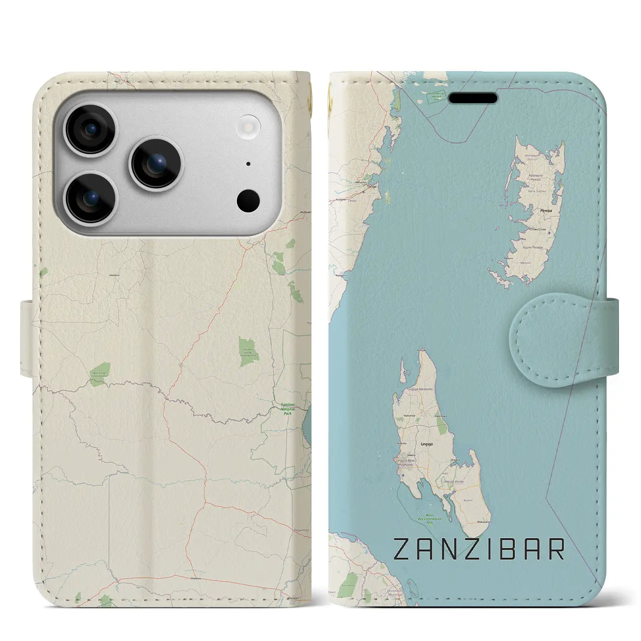 【ザンジバル（タンザニア）】地図柄iPhoneケース（手帳タイプ）