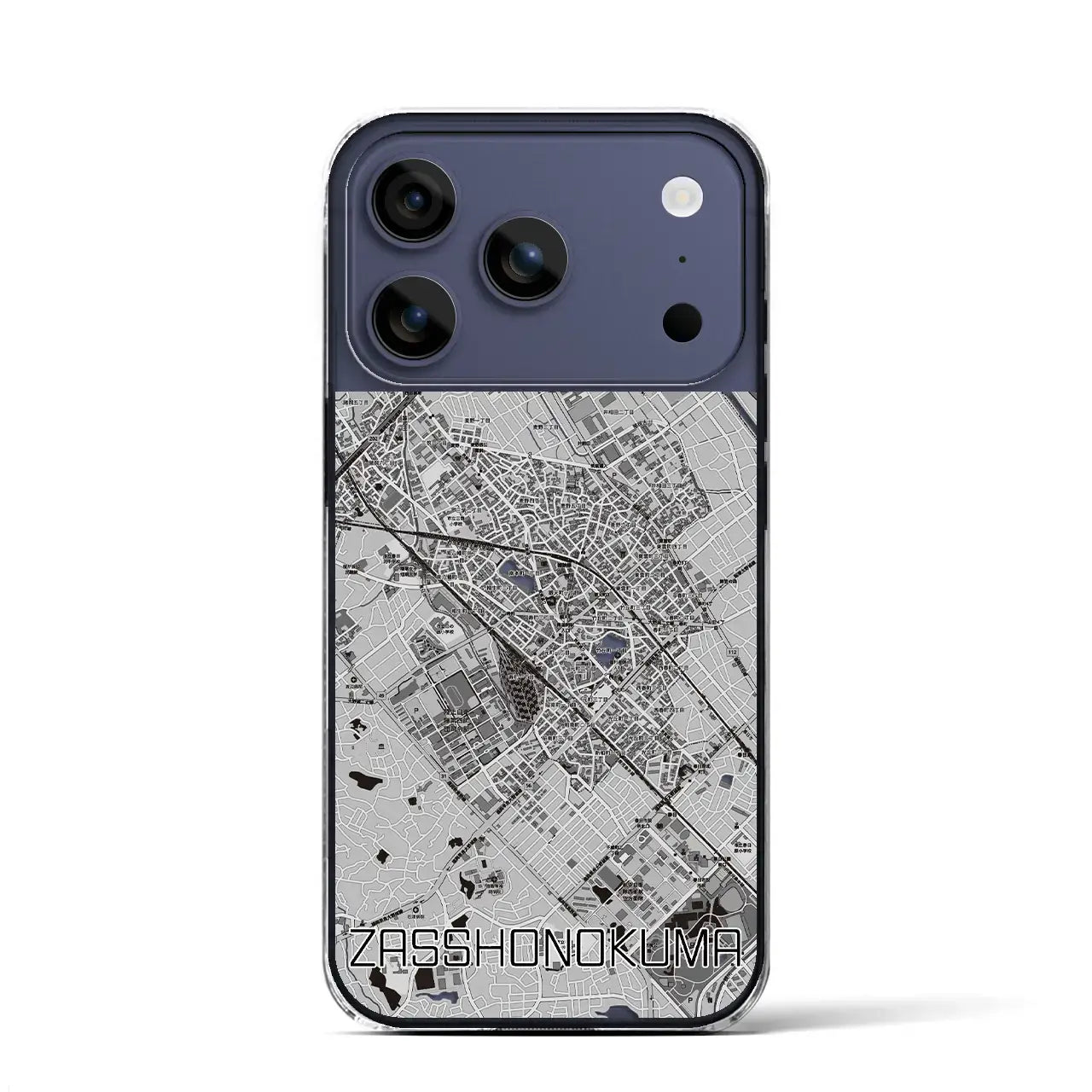 【雑餉隈（福岡県）】地図柄iPhoneケース（クリアタイプ）モノトーン・iPhone 17 Pro Max 用