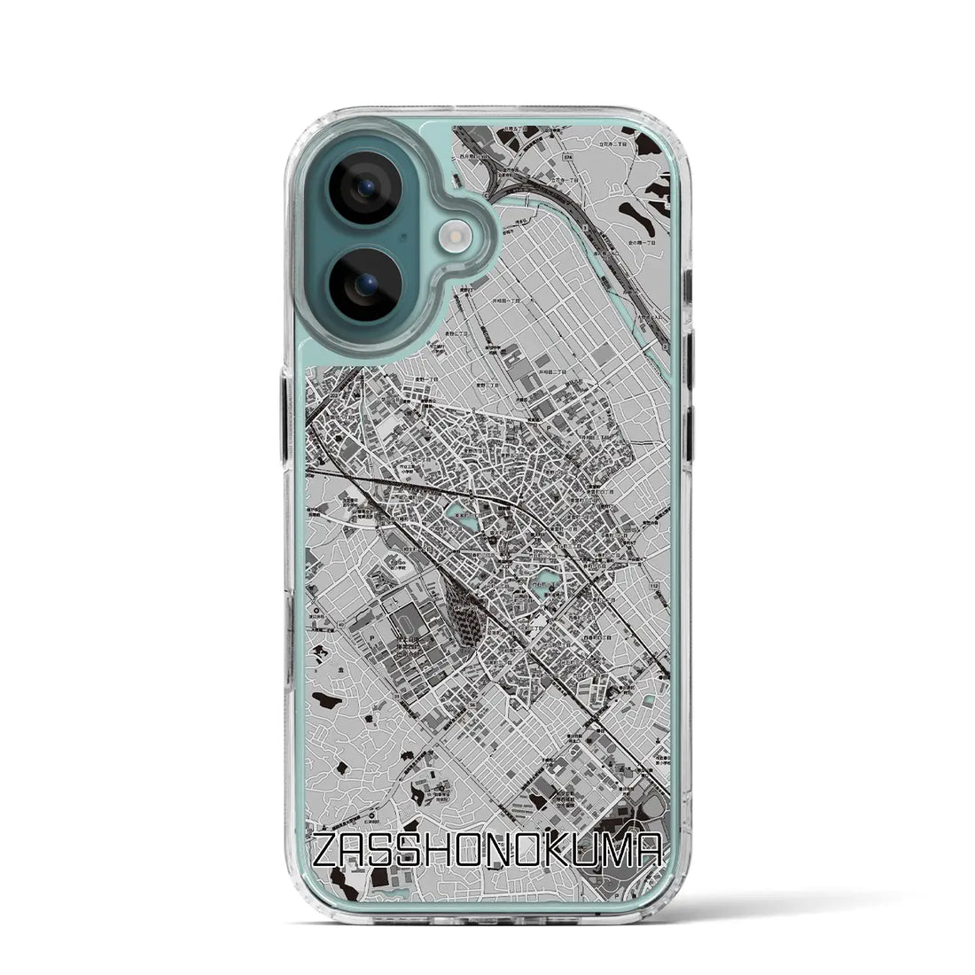 【雑餉隈(福岡県)】地図柄iPhoneケース(MagSafeタイプ)モノトーン・iPhone 16 Pro 用