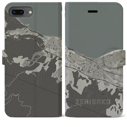 【銭函（北海道）】地図柄iPhoneケース（手帳タイプ）モノトーン・iPhone 8Plus /7Plus / 6sPlus / 6Plus 用