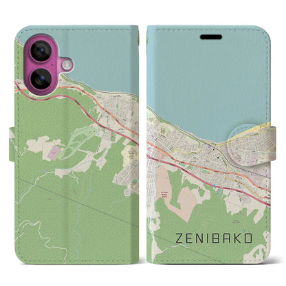 【銭函（北海道）】地図柄iPhoneケース（手帳タイプ）ナチュラル・iPhone 16 Pro 用