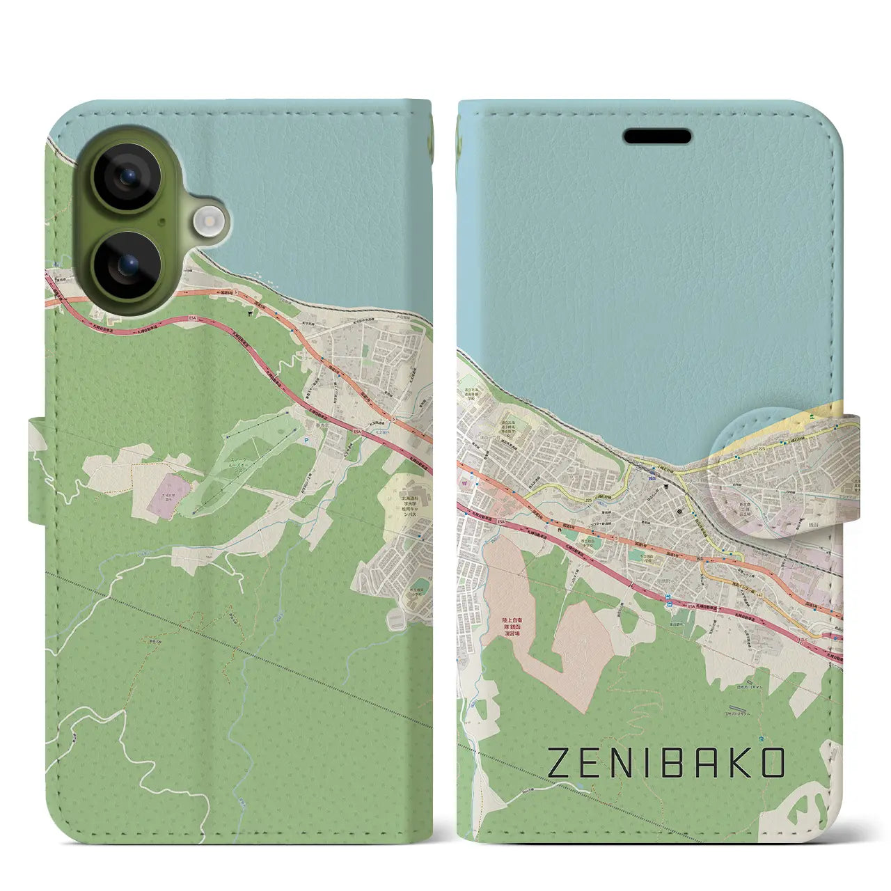 【銭函（北海道）】地図柄iPhoneケース（手帳タイプ）