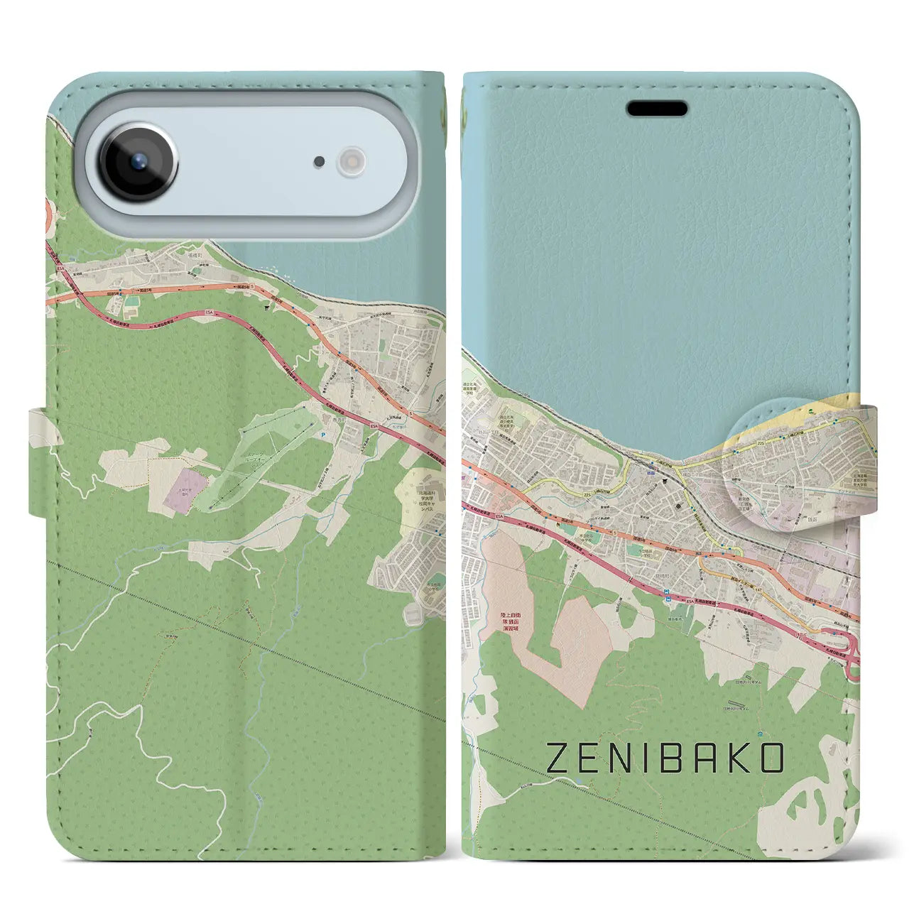 【銭函（北海道）】地図柄iPhoneケース（手帳タイプ）