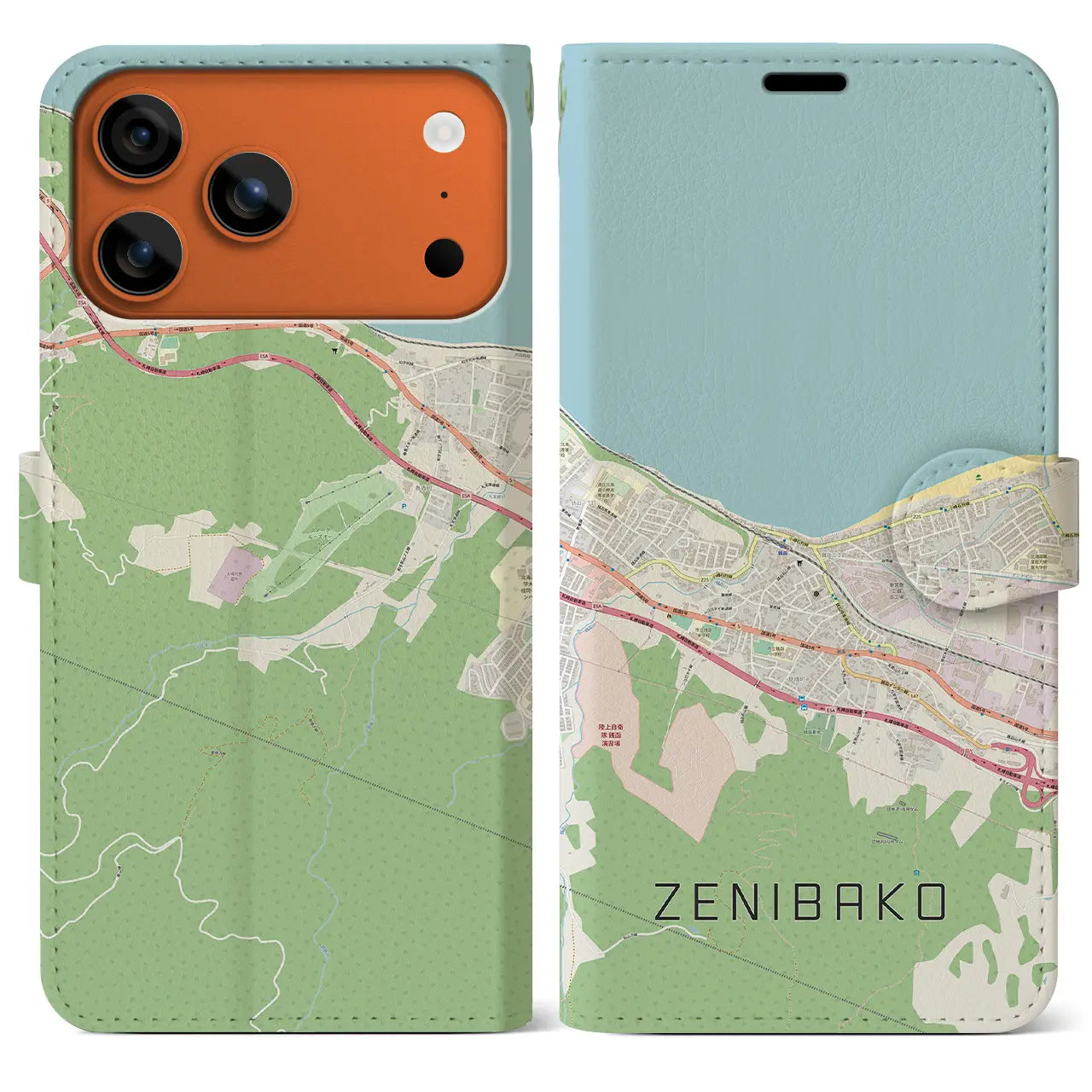 【銭函（北海道）】地図柄iPhoneケース（手帳タイプ）