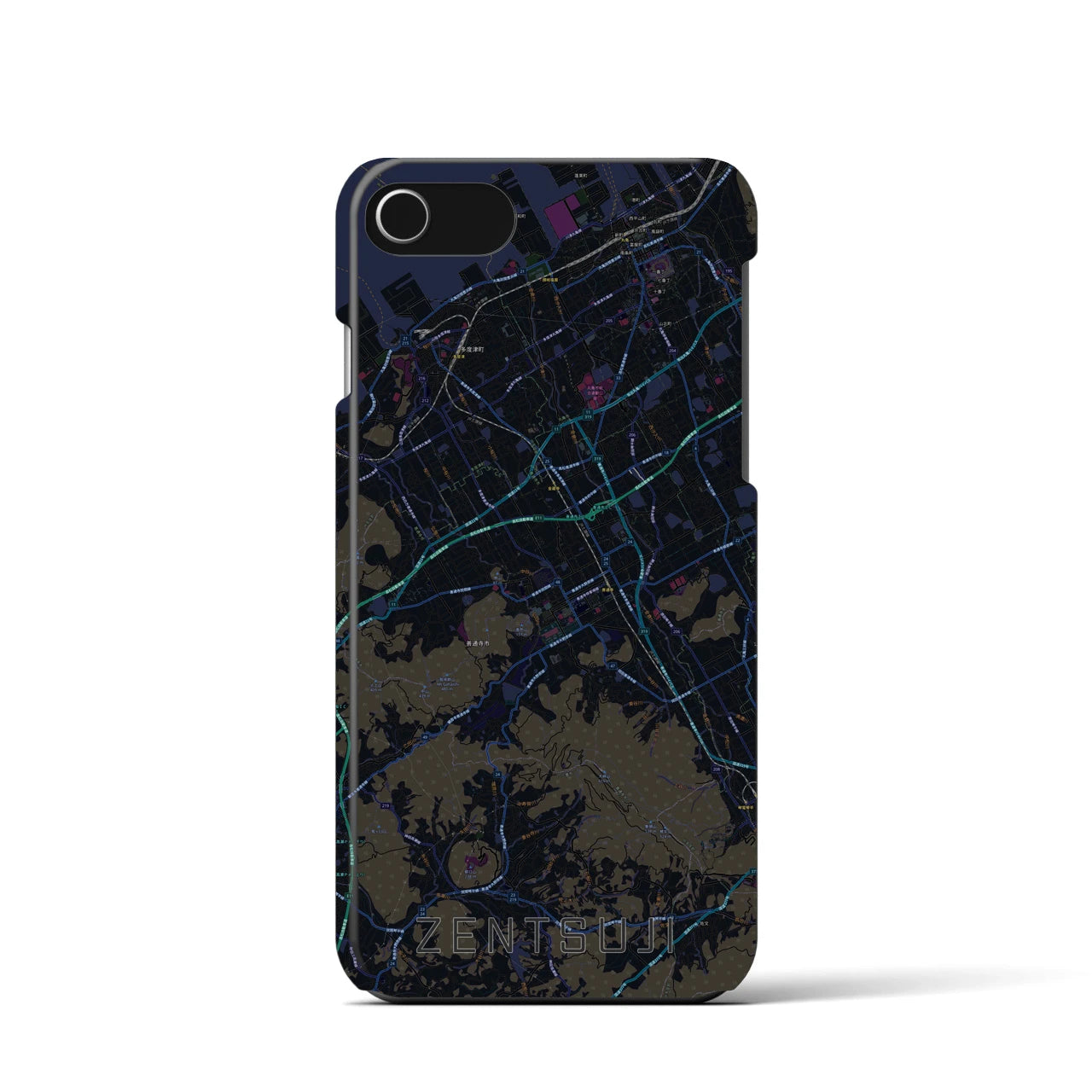 【善通寺（香川県）】地図柄iPhoneケース（バックカバータイプ）