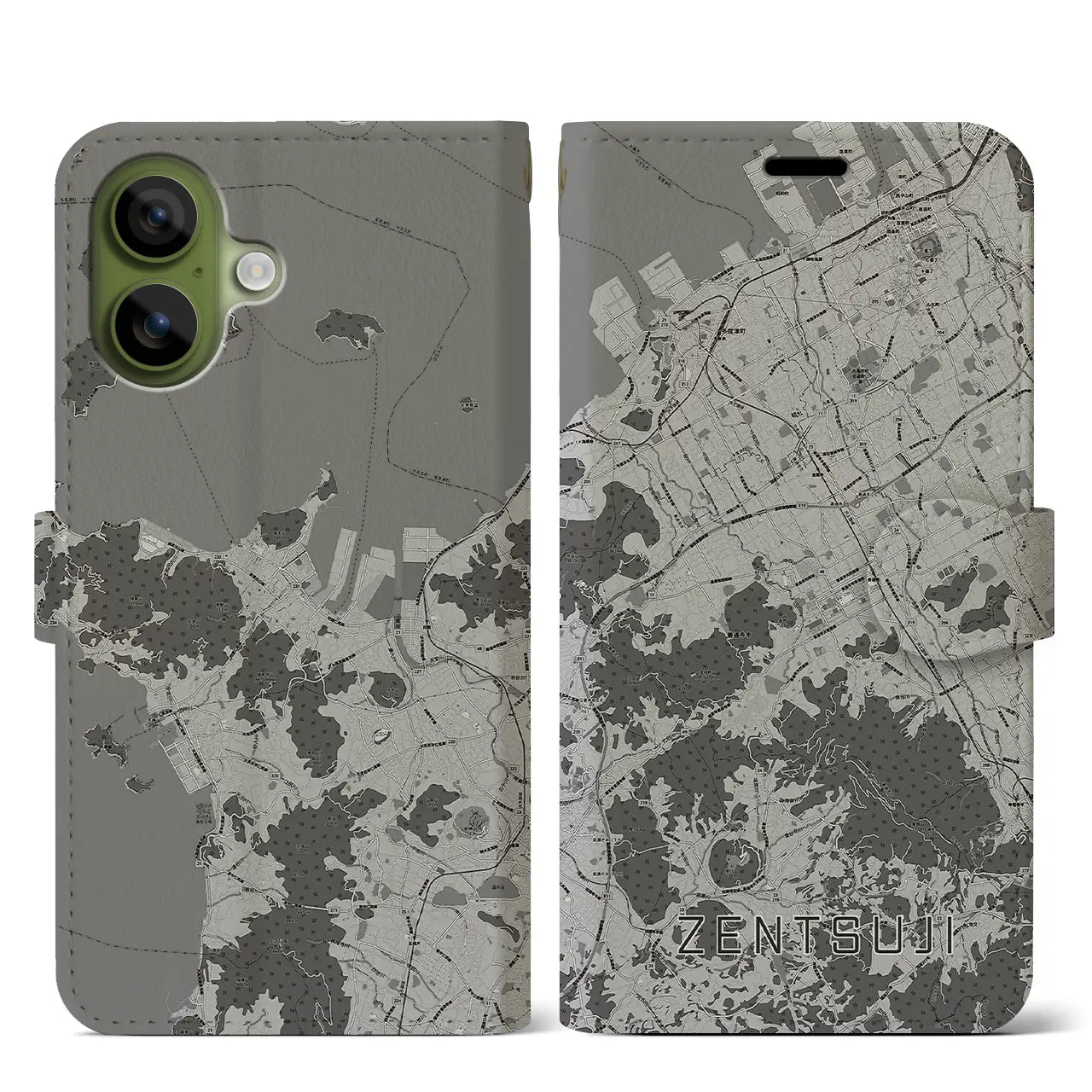 【善通寺（香川県）】地図柄iPhoneケース（手帳タイプ）