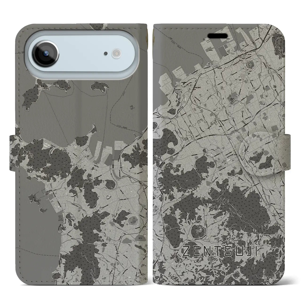 【善通寺（香川県）】地図柄iPhoneケース（手帳タイプ）