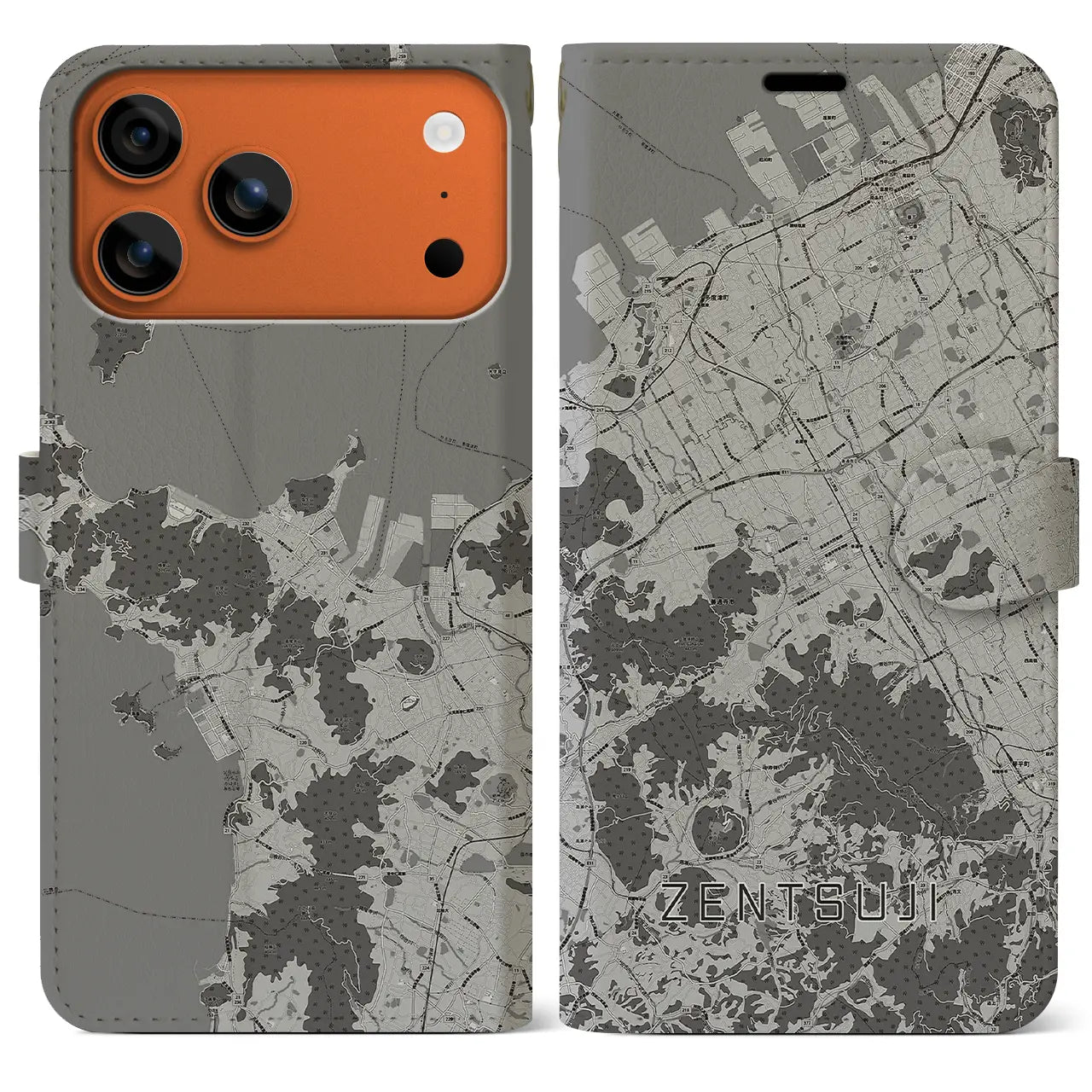 【善通寺（香川県）】地図柄iPhoneケース（手帳タイプ）