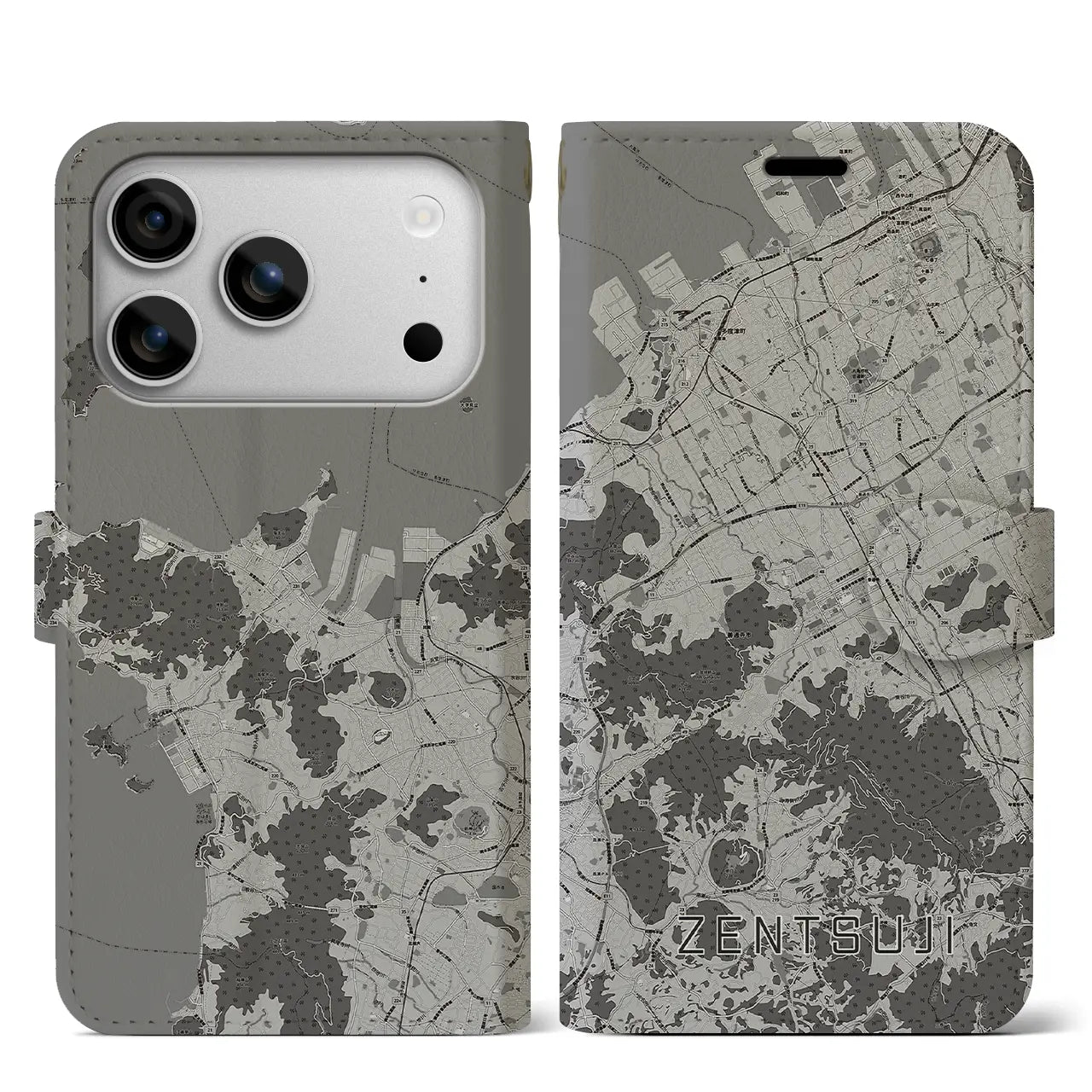 【善通寺（香川県）】地図柄iPhoneケース（手帳タイプ）