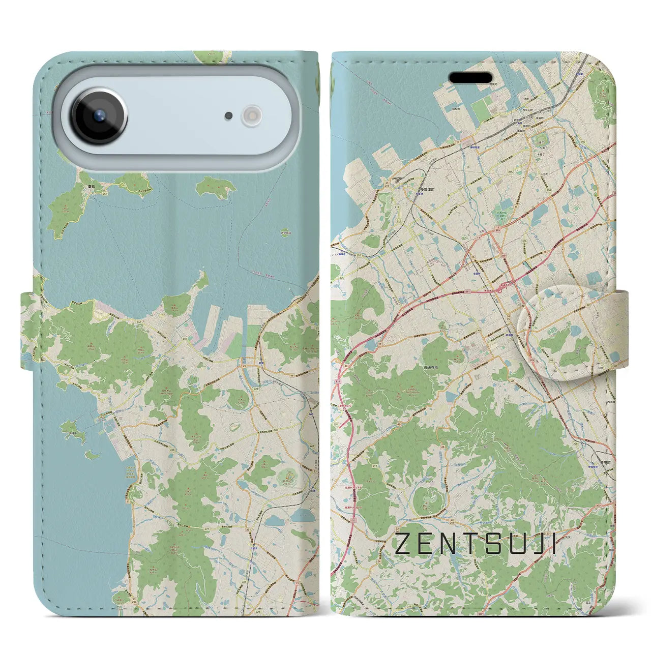 【善通寺（香川県）】地図柄iPhoneケース（手帳タイプ）