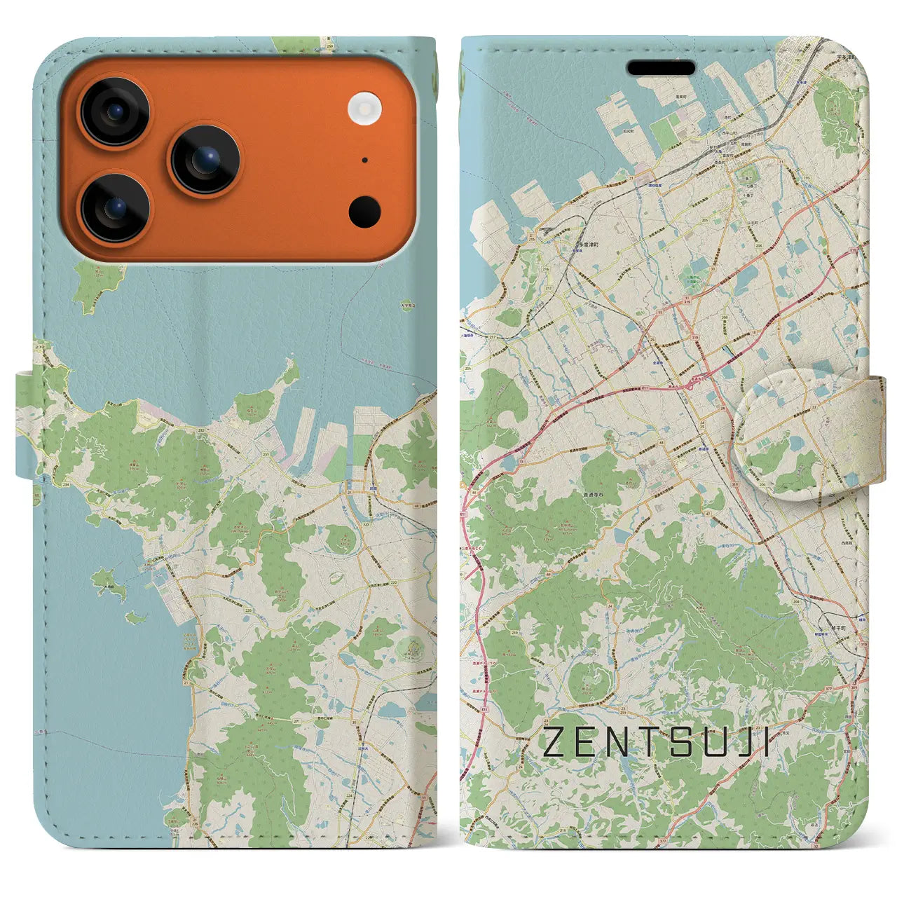 【善通寺（香川県）】地図柄iPhoneケース（手帳タイプ）