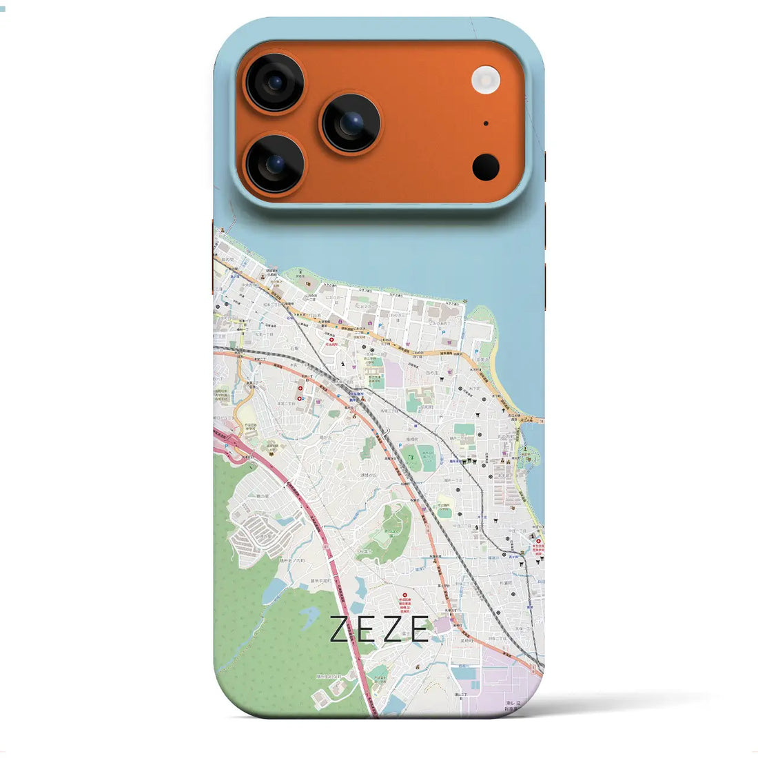 【膳所（滋賀県）】地図柄iPhoneケース（バックカバータイプ）ブラック・iPhone 17 Pro Max 用