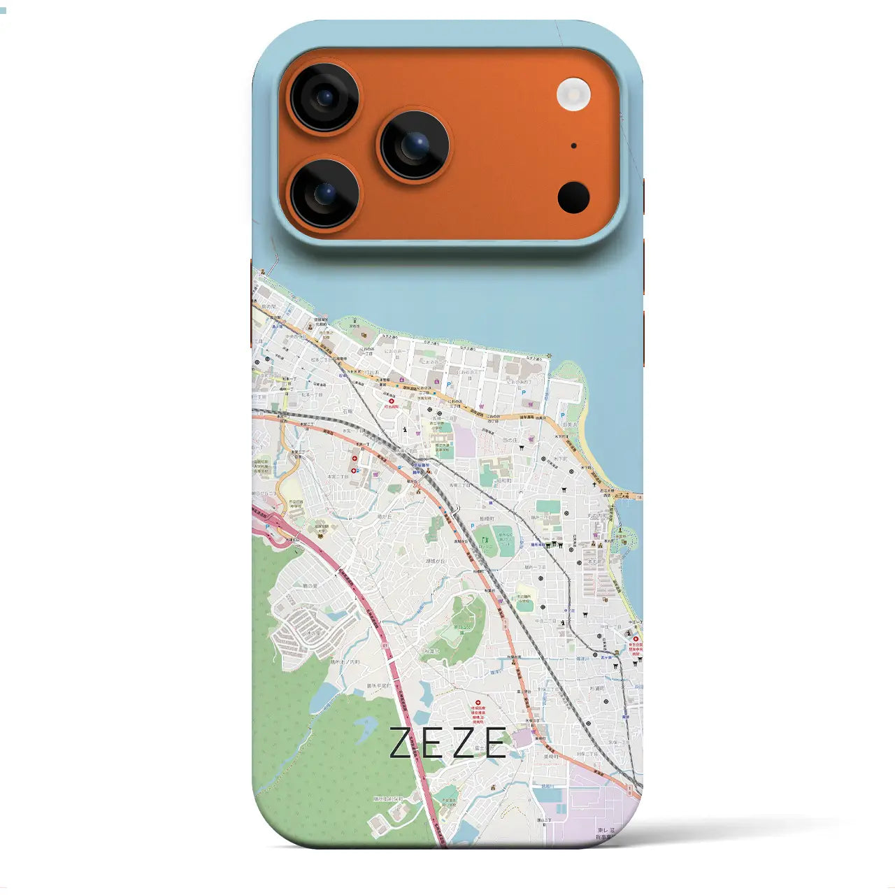 【膳所（滋賀県）】地図柄iPhoneケース（バックカバータイプ）ブラック・iPhone 17 Pro Max 用