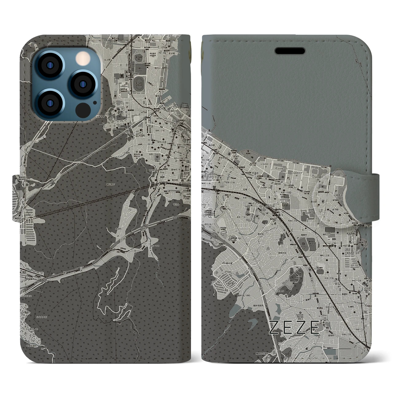 【膳所（滋賀県）】地図柄iPhoneケース（手帳タイプ）