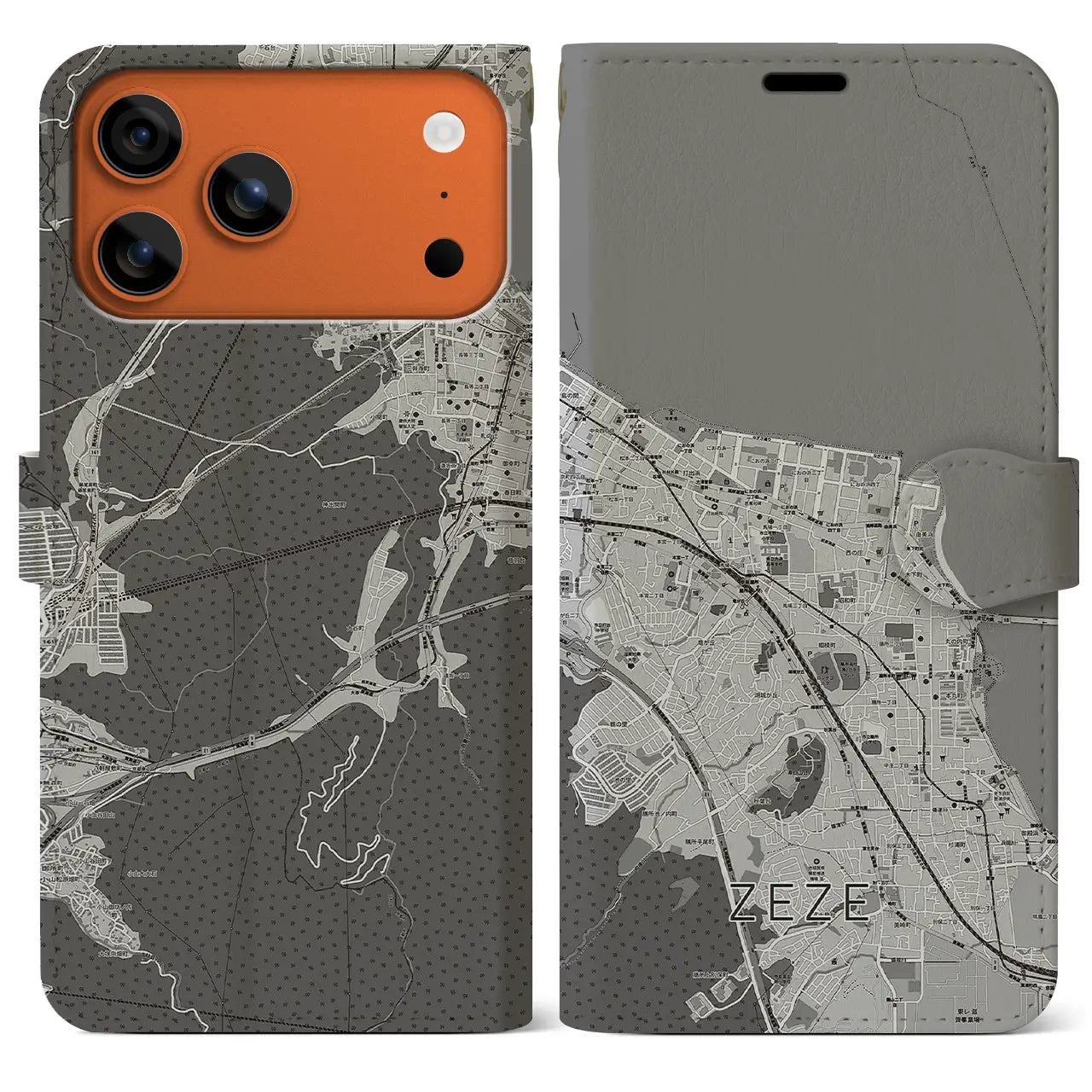 【膳所（滋賀県）】地図柄iPhoneケース（手帳タイプ）