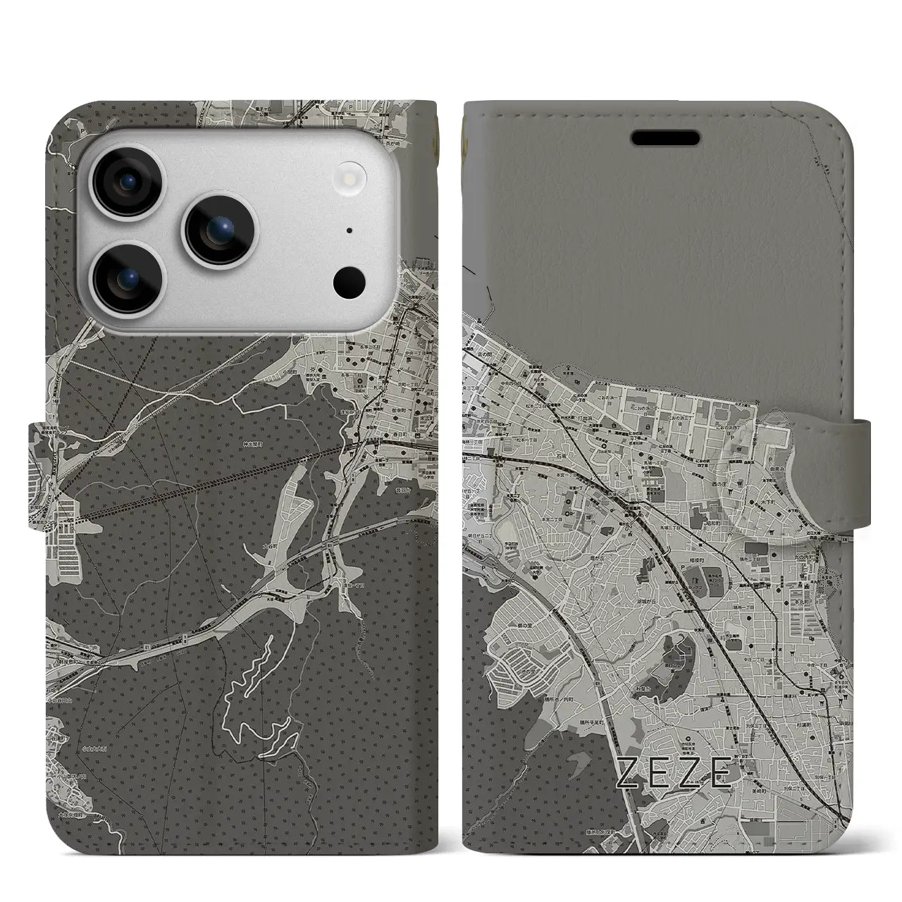 【膳所（滋賀県）】地図柄iPhoneケース（手帳タイプ）