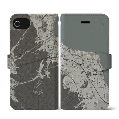 【膳所（滋賀県）】地図柄iPhoneケース（手帳タイプ）モノトーン・iPhone SE（第3 / 第2世代） / 8 / 7 / 6s / 6 用