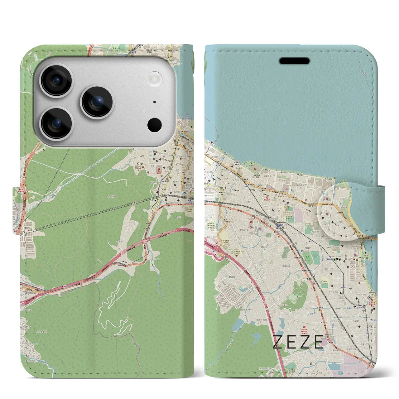 【膳所（滋賀県）】地図柄iPhoneケース（手帳タイプ）