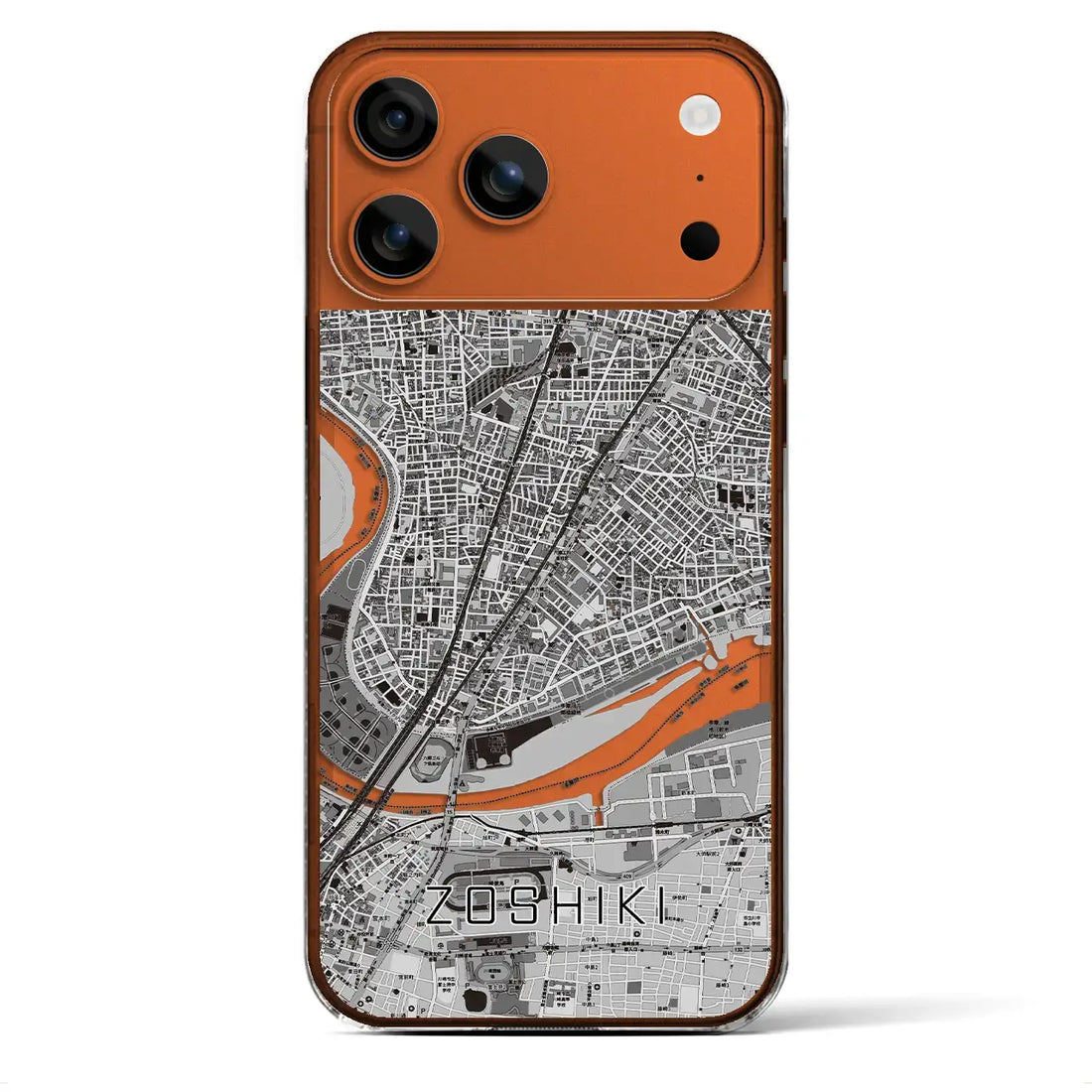 【雑色(東京都)】地図柄iPhoneケース(クリアタイプ)モノトーン・iPhone 17 Pro Max 用