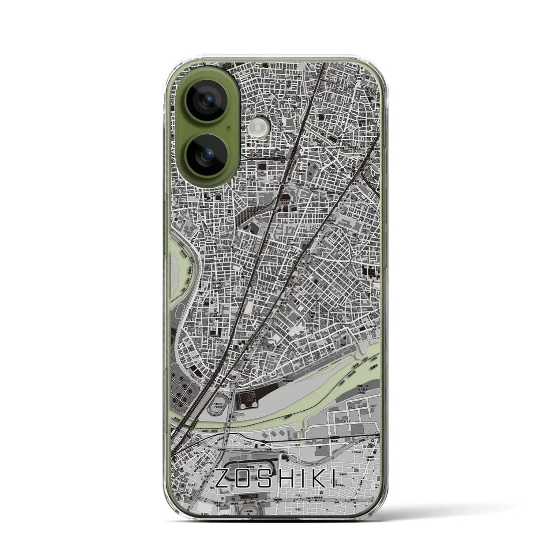 【雑色（東京都）】地図柄iPhoneケース（クリアタイプ）モノトーン・iPhone 17 Pro Max 用