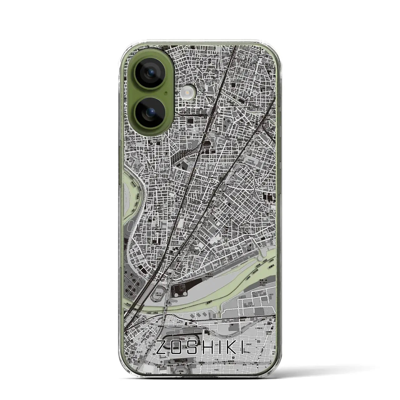 【雑色（東京都）】地図柄iPhoneケース（クリアタイプ）モノトーン・iPhone 17 Pro Max 用