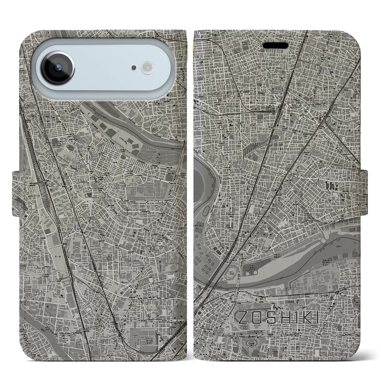 【雑色（東京都）】地図柄iPhoneケース（手帳タイプ）