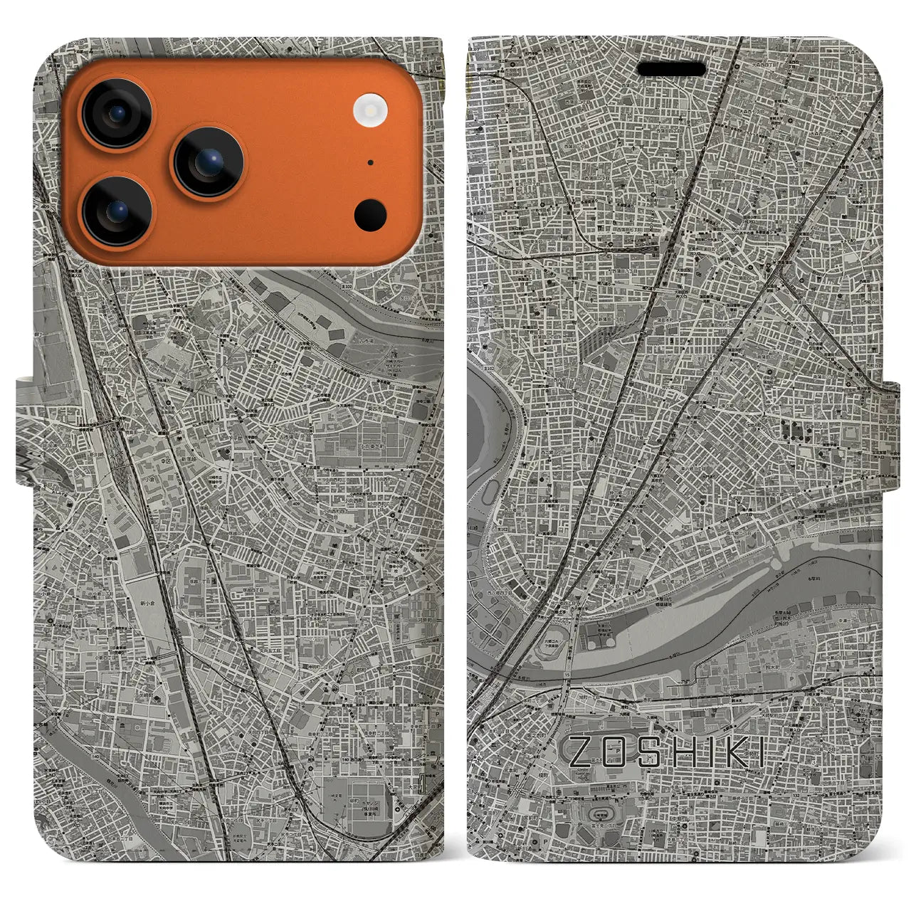 【雑色（東京都）】地図柄iPhoneケース（手帳タイプ）