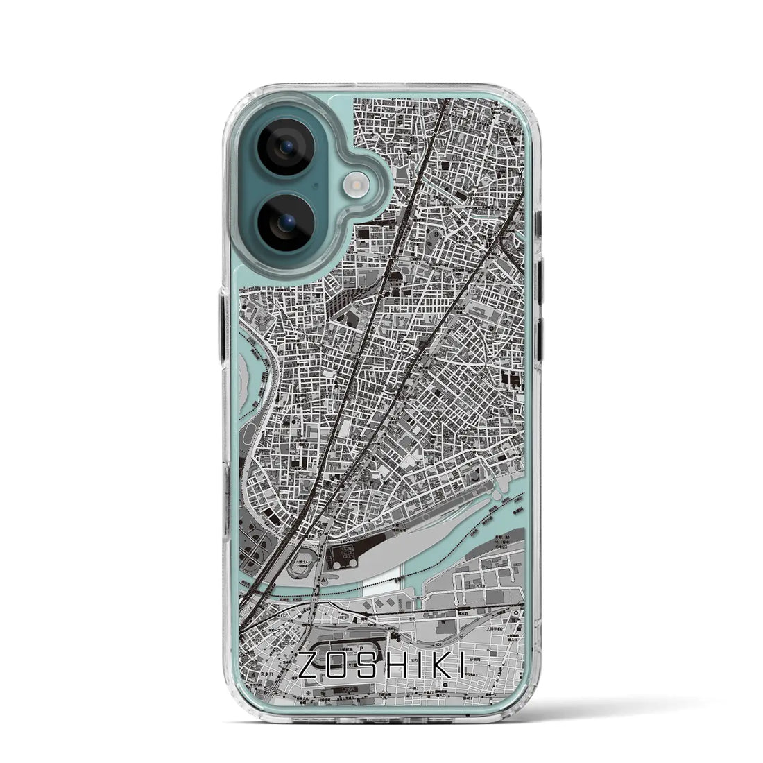 【雑色(東京都)】地図柄iPhoneケース(MagSafeタイプ)モノトーン・iPhone 16 Pro 用