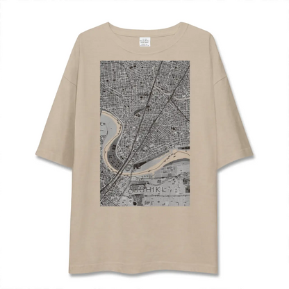 【雑色（東京都）】地図柄ビッグシルエットTシャツ