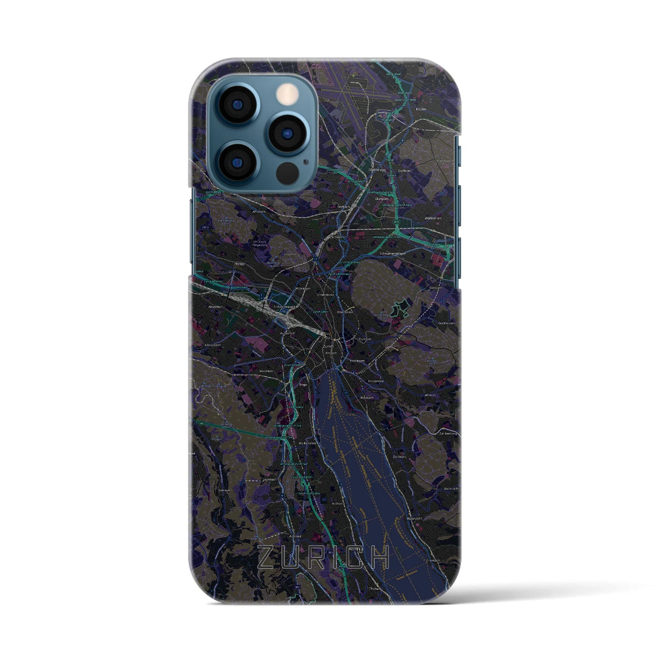 【チューリッヒ（スイス）】地図柄iPhoneケース（バックカバータイプ）