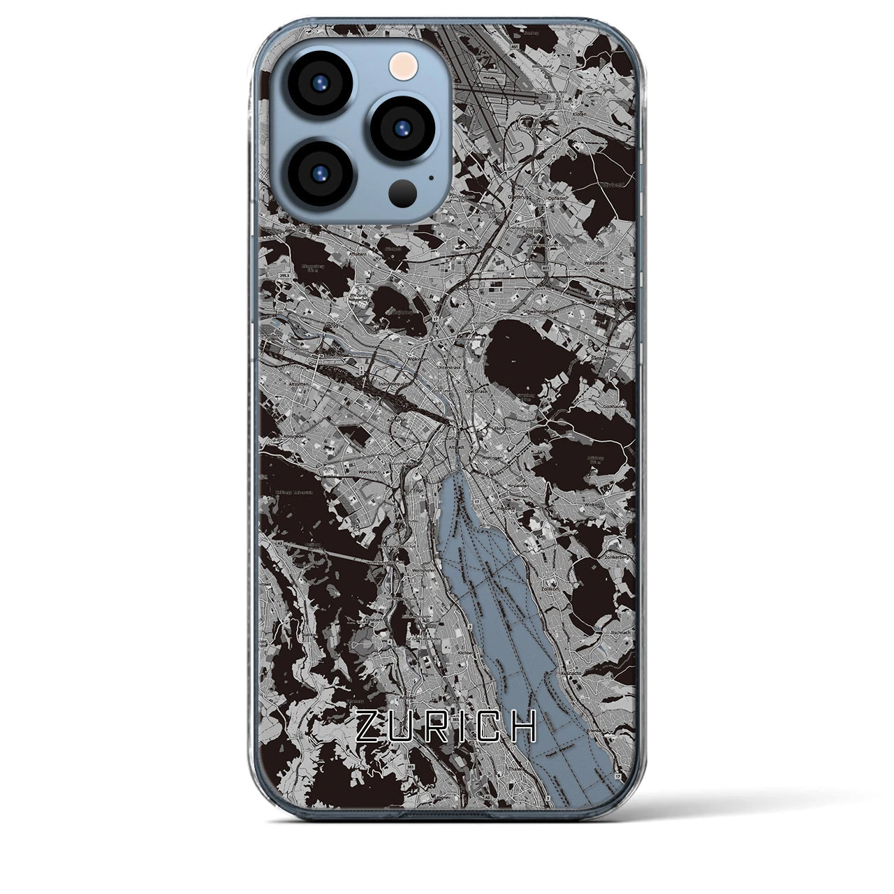 【チューリッヒ（スイス）】地図柄iPhoneケース（クリアタイプ）