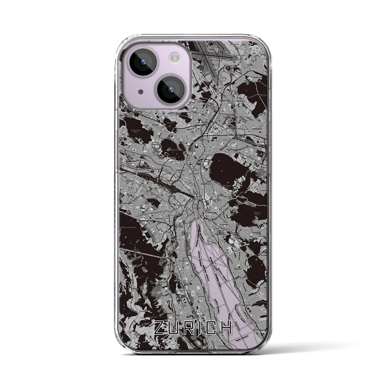 【チューリッヒ（スイス）】地図柄iPhoneケース（クリアタイプ）