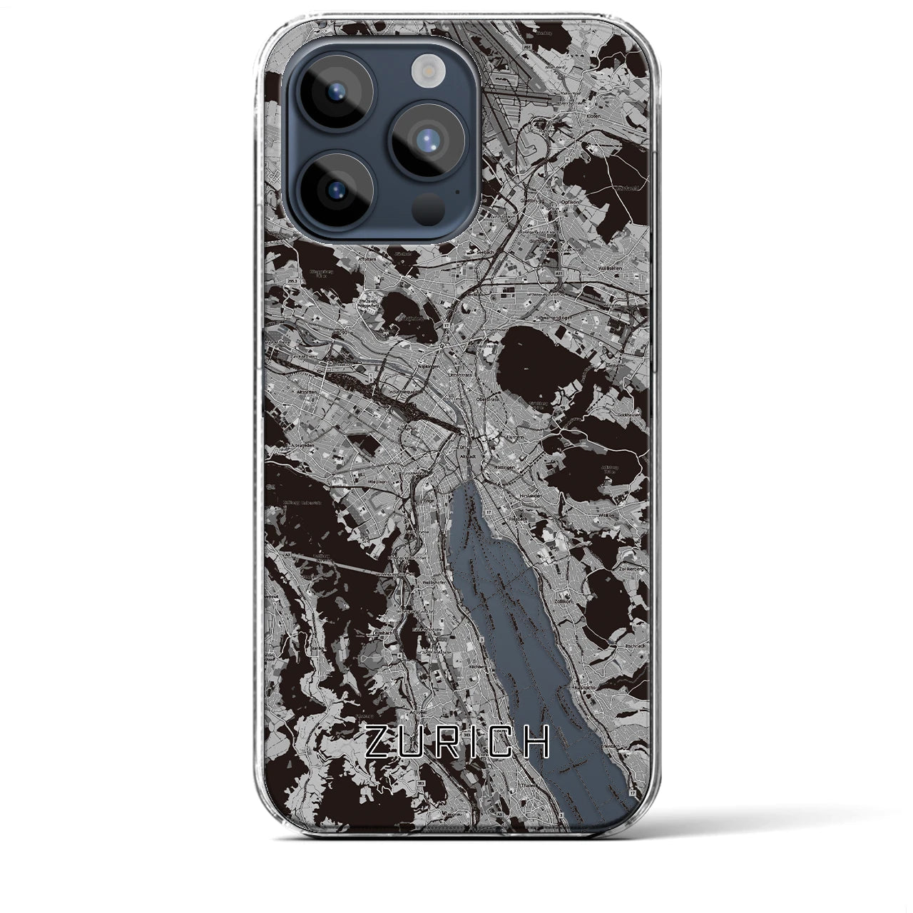【チューリッヒ（スイス）】地図柄iPhoneケース（クリアタイプ）