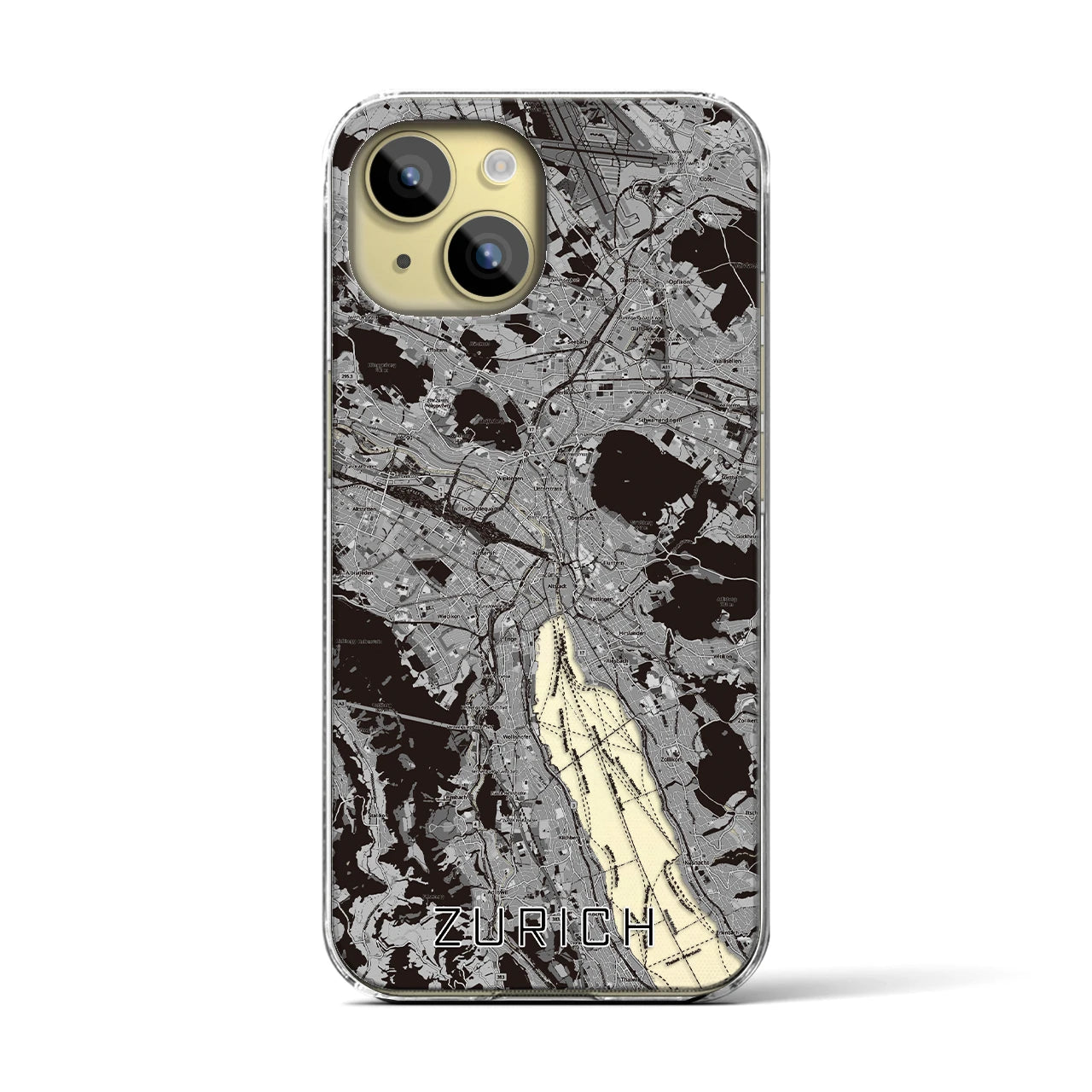 【チューリッヒ（スイス）】地図柄iPhoneケース（クリアタイプ）