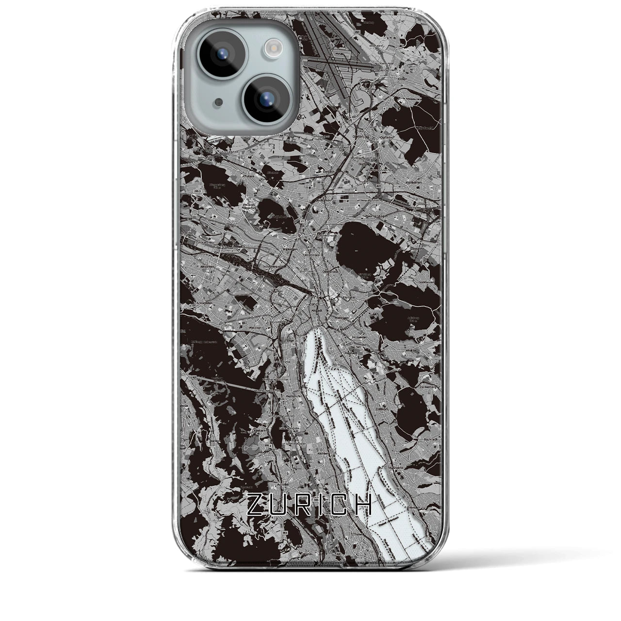 【チューリッヒ（スイス）】地図柄iPhoneケース（クリアタイプ）