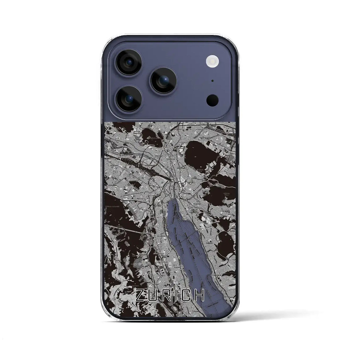 【チューリッヒ（スイス）】地図柄iPhoneケース（クリアタイプ）モノトーン・iPhone 17 Pro Max 用
