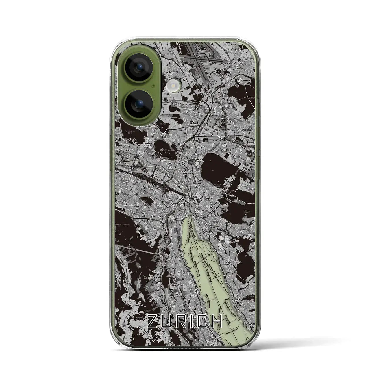【チューリッヒ（スイス）】地図柄iPhoneケース（クリアタイプ）