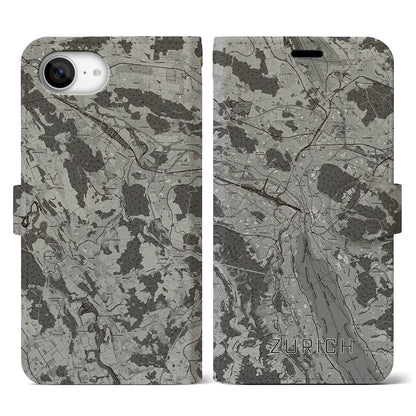 【チューリッヒ（スイス）】地図柄iPhoneケース（手帳タイプ）