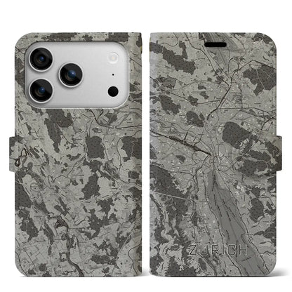 【チューリッヒ（スイス）】地図柄iPhoneケース（手帳タイプ）