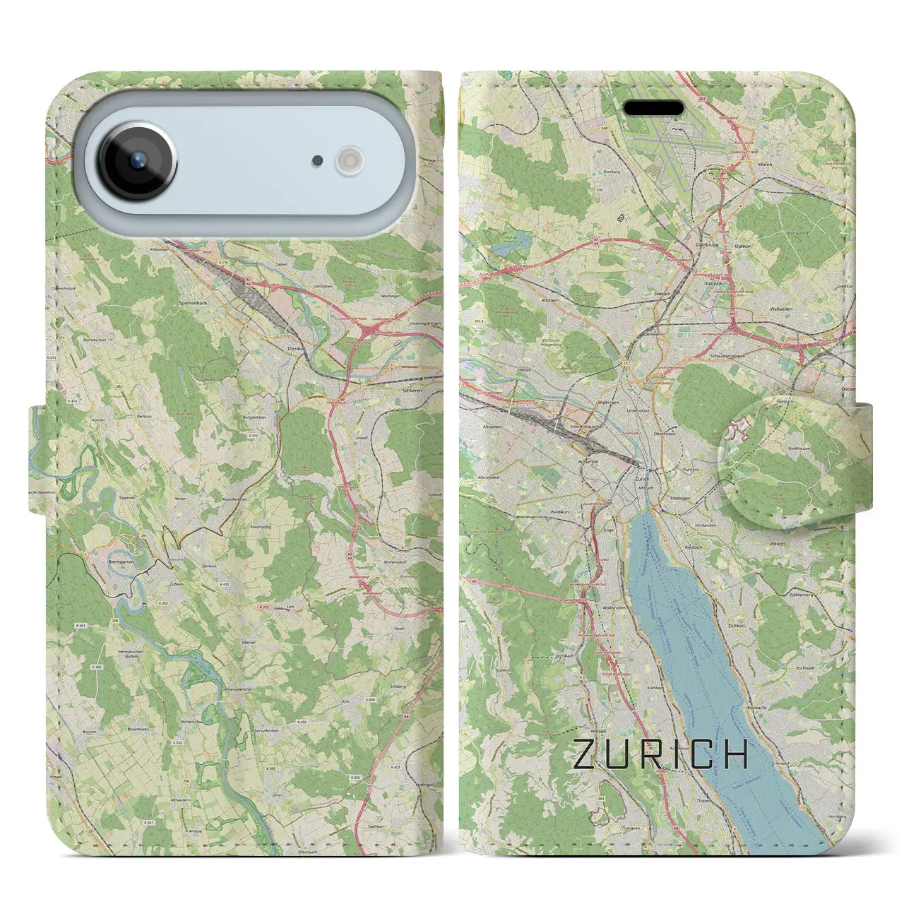 【チューリッヒ（スイス）】地図柄iPhoneケース（手帳タイプ）