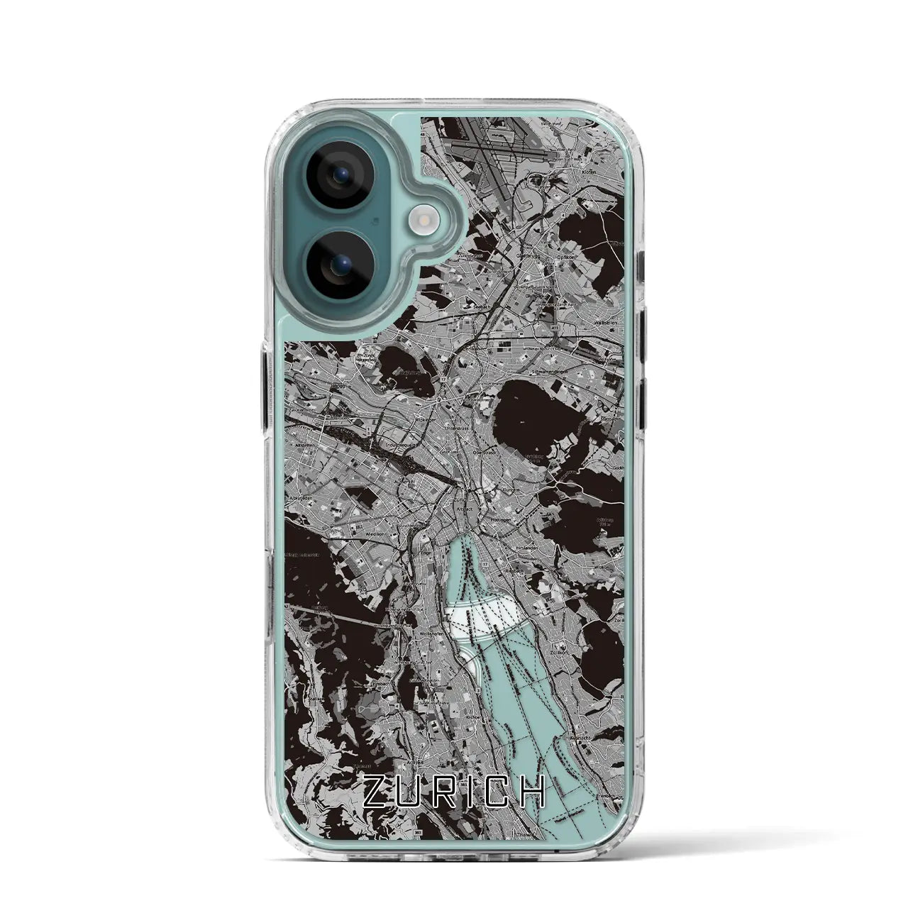 【チューリッヒ（スイス）】地図柄iPhoneケース（MagSafeタイプ）モノトーン・iPhone 16 Pro 用