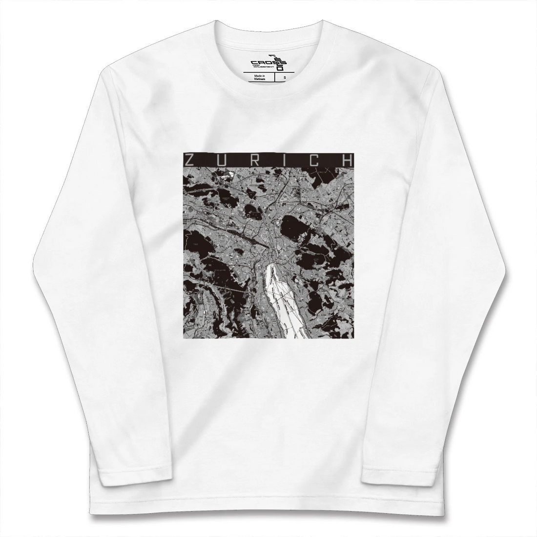 【チューリッヒ(スイス)】地図柄ロングスリーブTシャツ